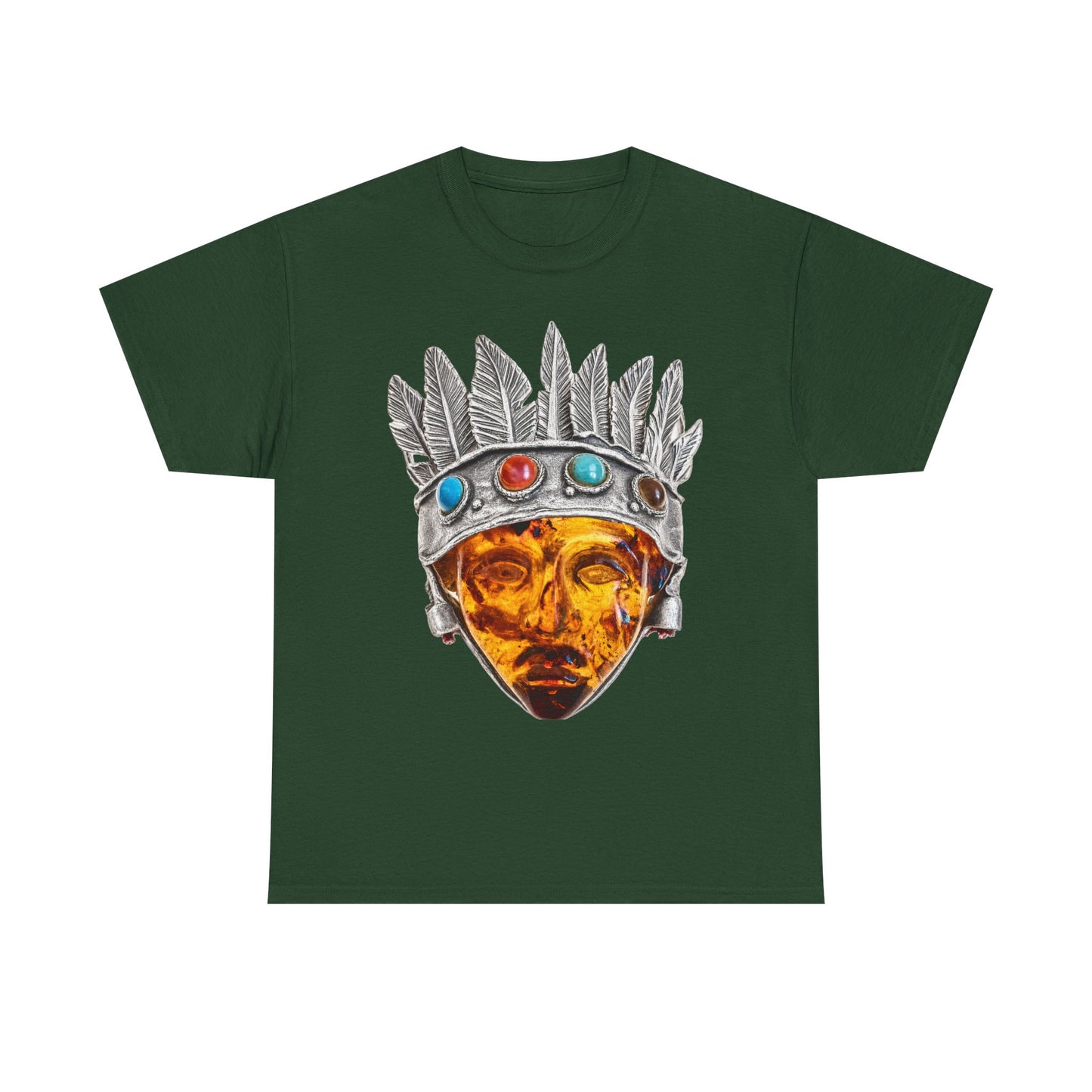 Tribal Crown Mask Tee — Vintage Gemstone Headdress Graphic T-Shirt