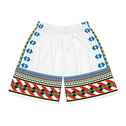 Seminole Inspired Pattern Basketball Shorts — Colorful Geometric AOP Athletic Shorts
