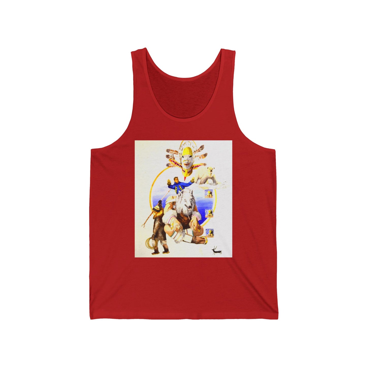 Inupiat/Yupik Wildlife Art Tank Top — Vintage Woodland Animal & Arrow Graphic