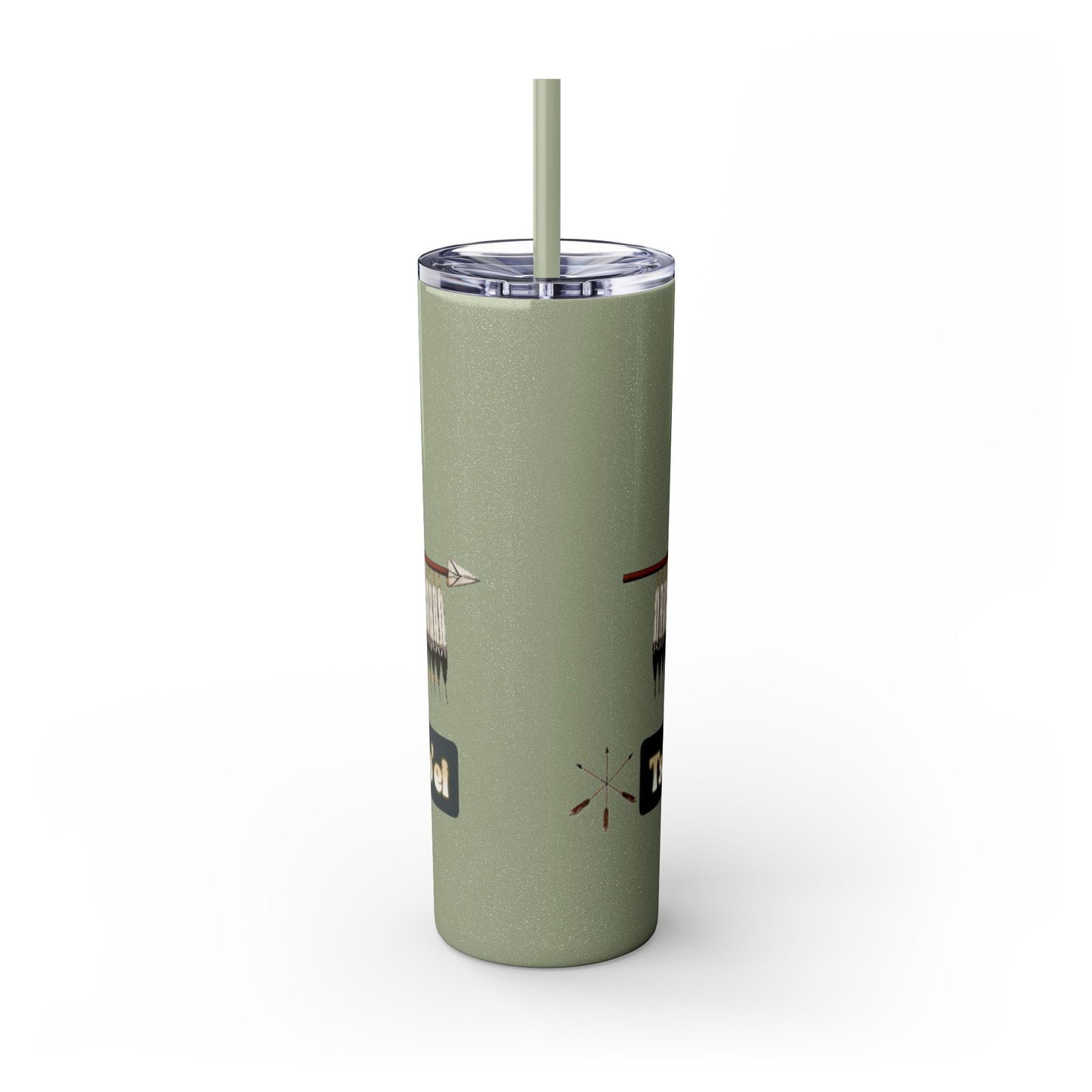 Cheyenne Arapaho 20oz Skinny Tumbler — Native American Shield & Arrows Design (Tsistsistas - Hinono'eitiit)