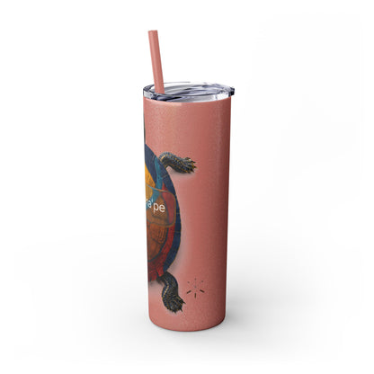 Delaware West Turtle Skinny Tumbler 20oz — Colorful Sea Turtle Travel Cup with Straw