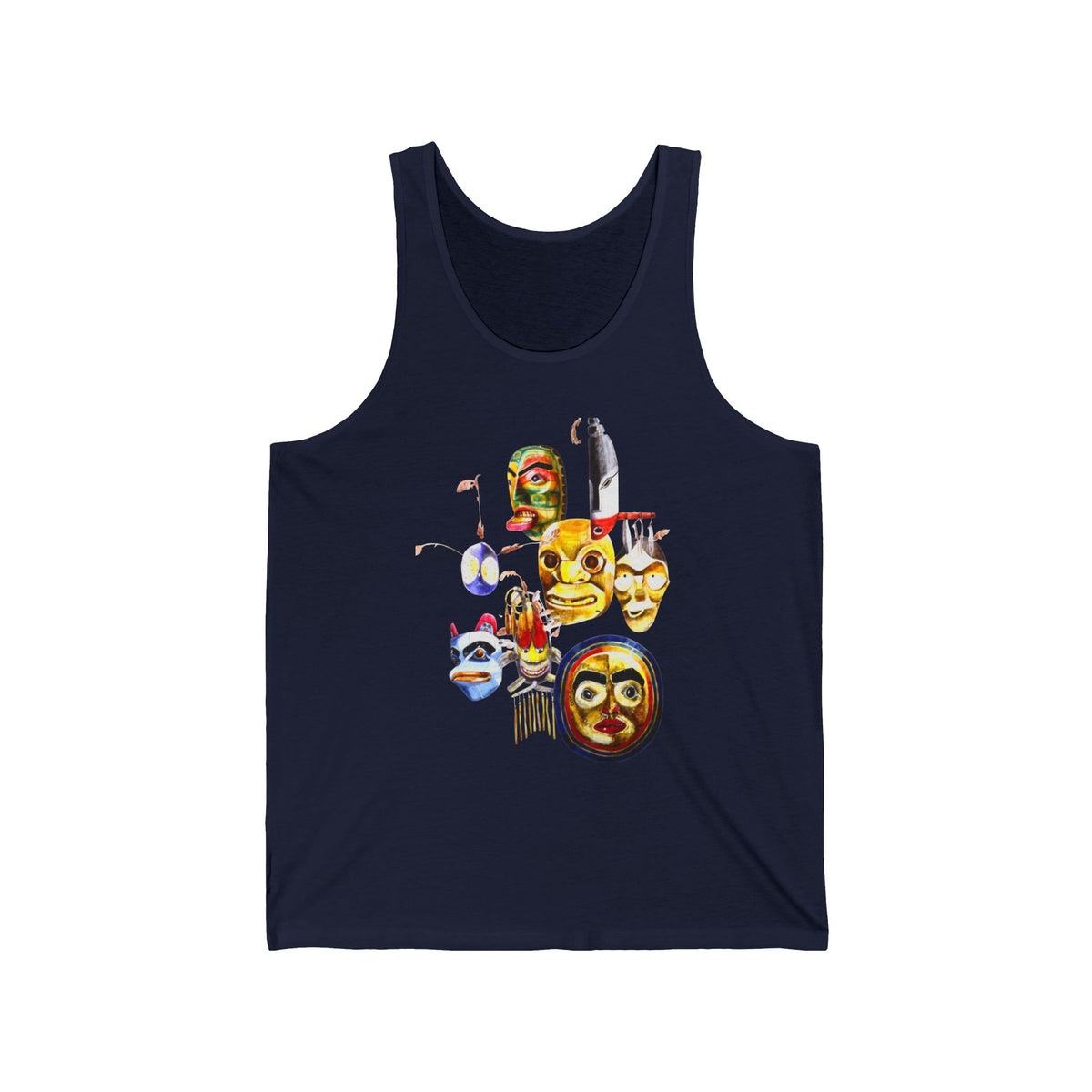 Native Mask & Arrow Tank Top — Tribal Mask Art Graphic Tank