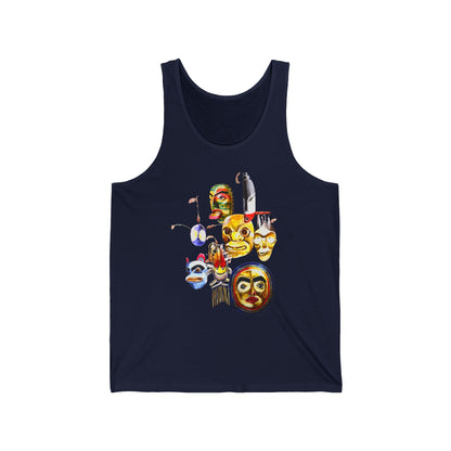 Native Mask & Arrow Tank Top — Tribal Mask Art Graphic Tank