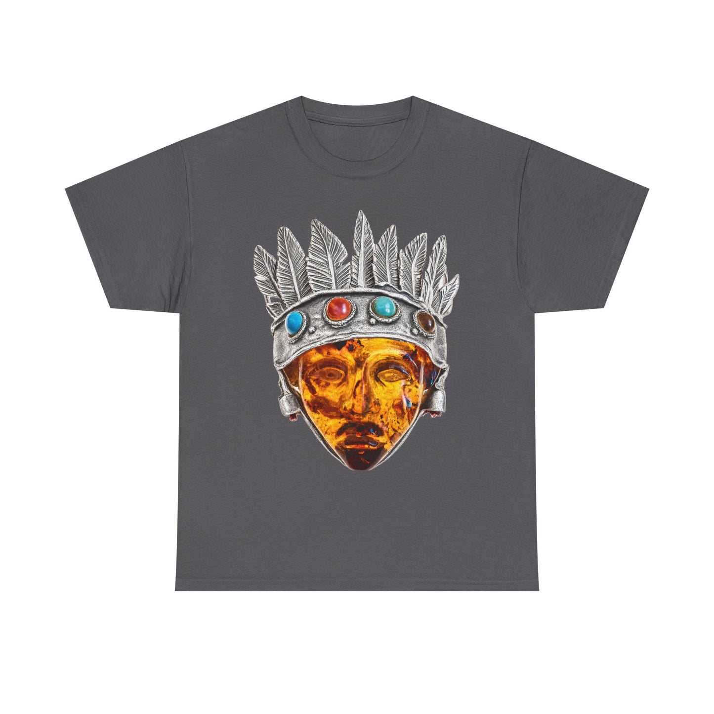 Tribal Crown Mask Tee — Vintage Gemstone Headdress Graphic T-Shirt