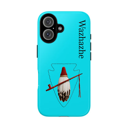 Osage Phone Case — Wazhahze Tribal Shield Design (Native Feather & Tomahawk)