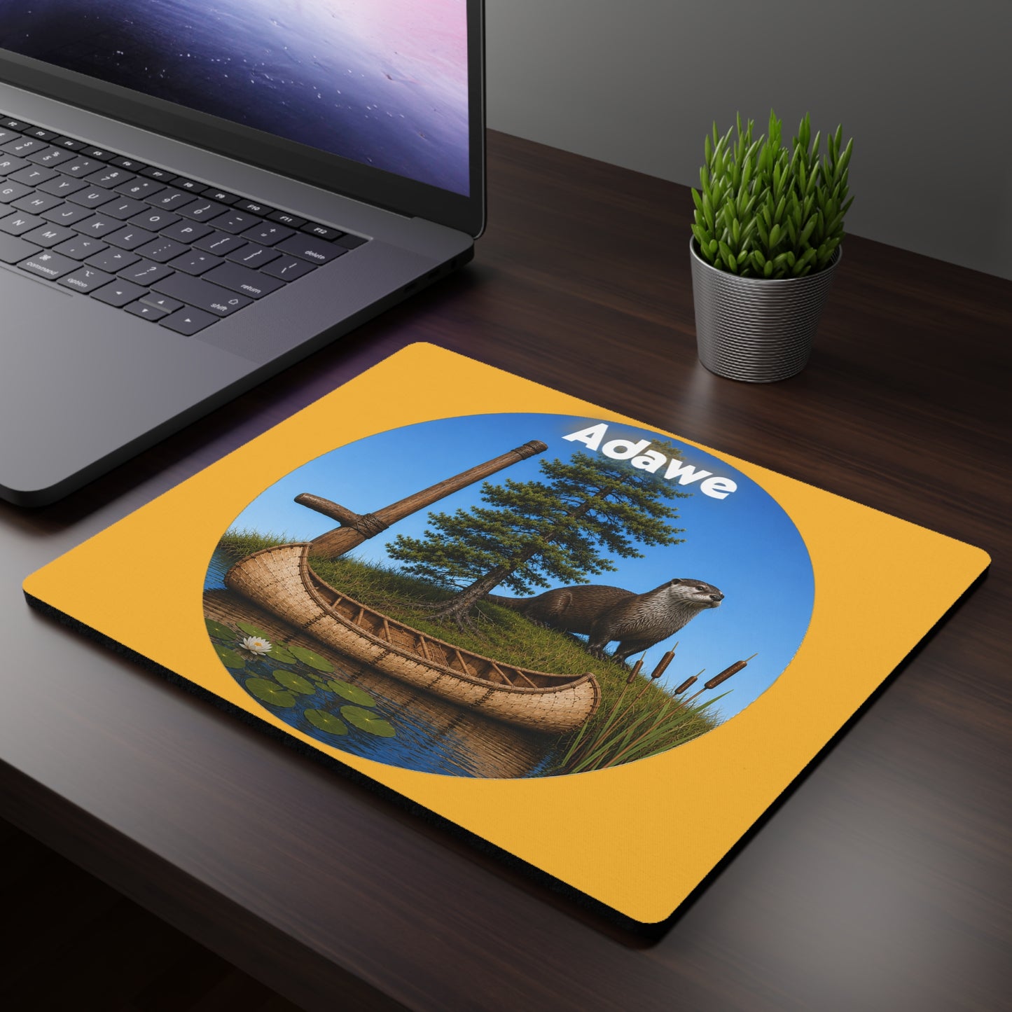 Ottawa Adawe Otter & Canoe Mouse Pad — Nature Desk Mat, Woodland Wildlife Gift