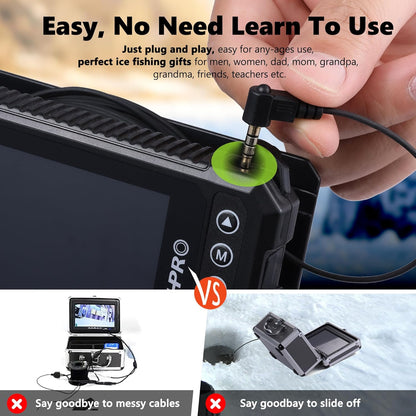 [® 2026 Upgrade] 4.5'' True HD 1080P Underwater Fishing Camera (Plug & Play) - Ice Fishing Camera Underwater W/ 5,000Mah, USB-C, IR+LED, Fish Finder for Ice/Lake/Kayak, 65Ft