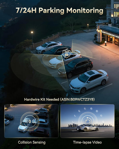 F77 4K+4K Dash Cam Front and Rear, Dual STARVIS 2 IMX678 HDR, Built-In 128GB Emmc, Voice Control Dash Camera for Cars with 5.8Ghz Wifi, 4'' Touch Screen, GPS, Night Vision, 24H Parking Mode