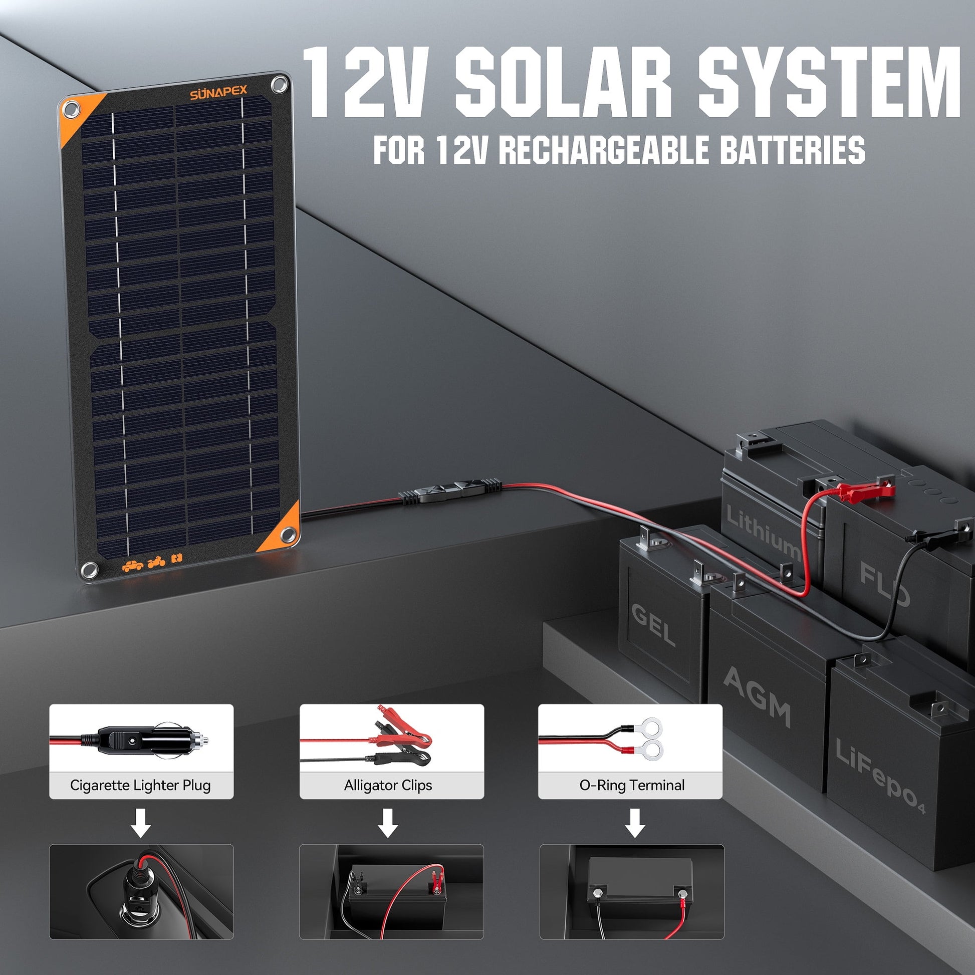 10W Solar Car Battery Trickle Charger & Maintainer, 12V Waterproof Solar Panel Trickle Charger, Portable Solar Panel Kit for Car, Boat, RV, Trailer, Motorcycle, Snowmobile, Etc